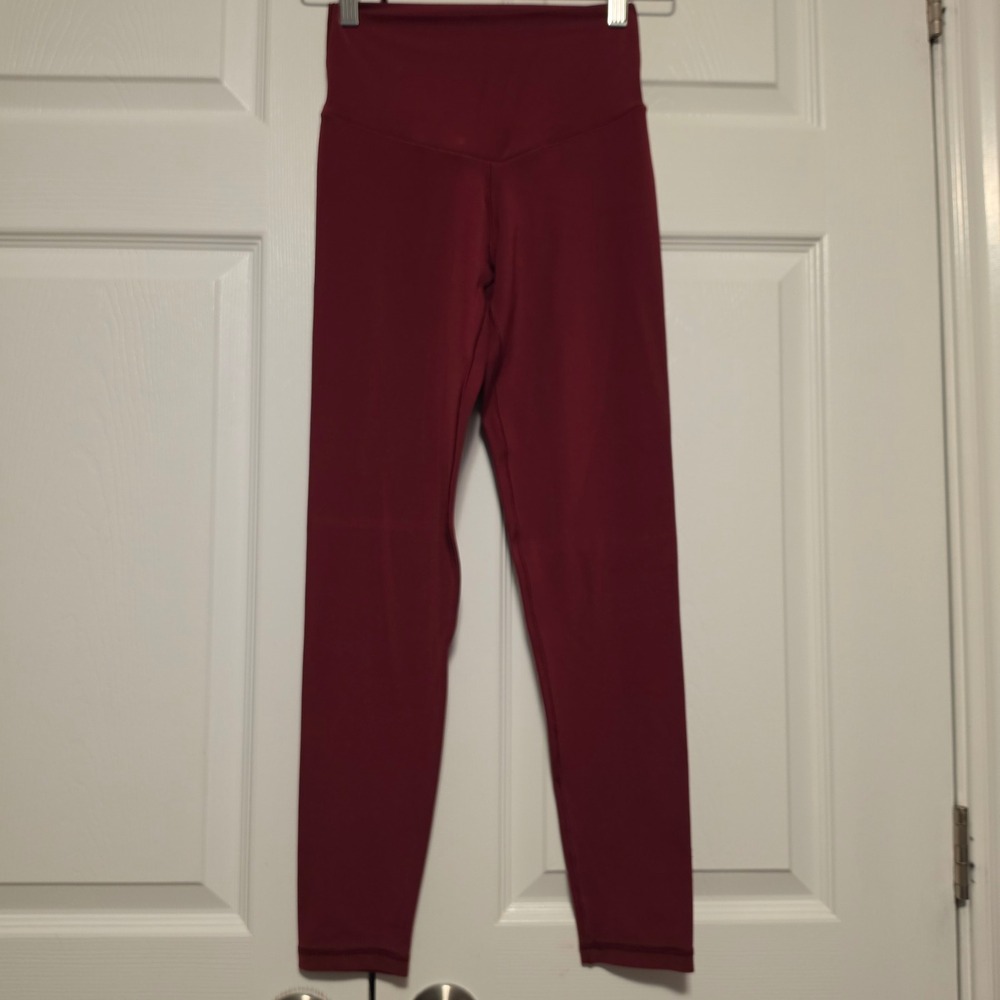 Aerie High Waisted Leggings Solid Burgundy Red Athletic Yoga Pants Size Small